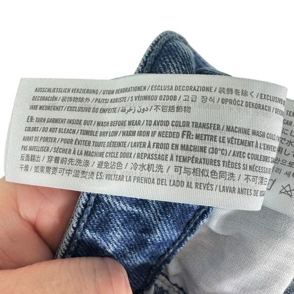 Hollister Patchwork Raw Hem High Rise Straight Leg Cropped Mom Jeans Size 26 - Picture 9 of 9